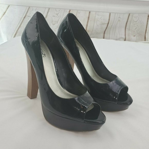 City Streets Womens Black Patent Block Heels Sz 7 - Picture 3 of 15